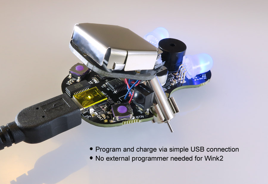 Winkbot showing USB cable connector